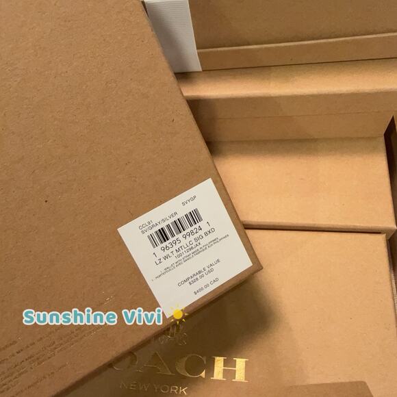 NWT COACH Boxed Long Zip Around Wallet CCL91 GRAY/SILVER Holiday gift Set - Picture 7 of 10